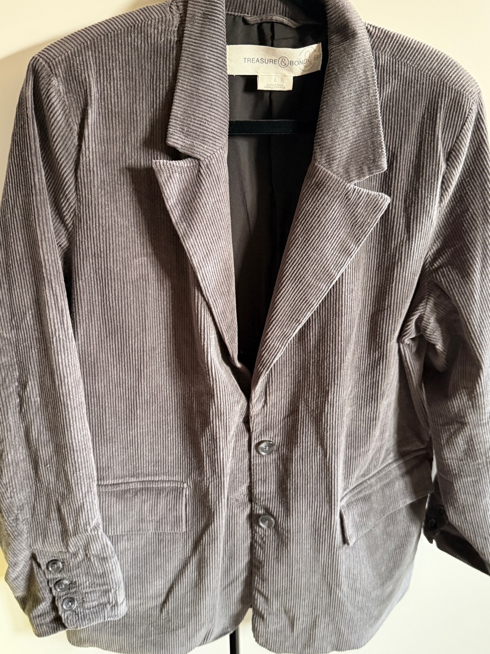 Treasure & Bond Corduroy Blazer in Gray